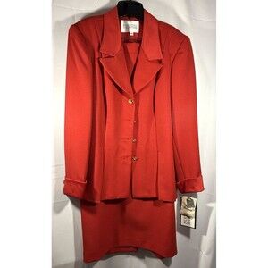 Executive Collection Womens 2 Piece Blazer/Skirt Red Suit Size 14 NWT